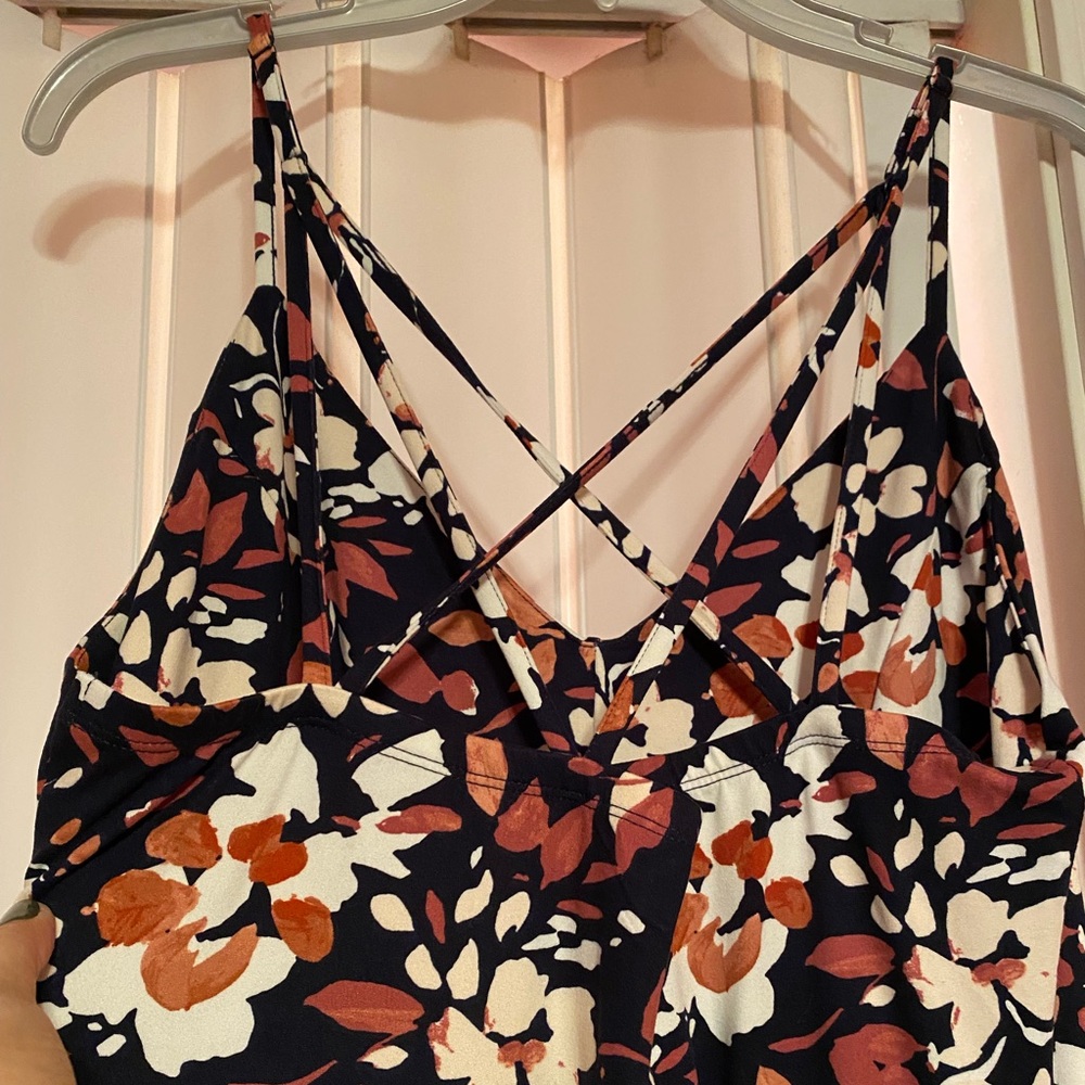 Long Maxi Dress, blue floral, spaghetti strap